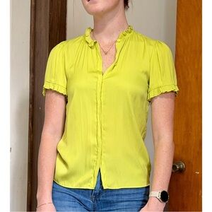 T Tahari Lime Ruffle Blouse